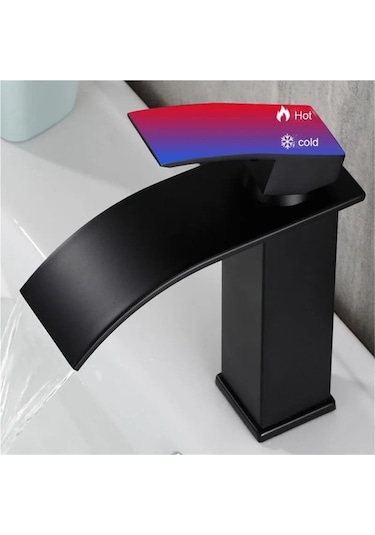 Novahub Şelale Lavabo Musluk Paslanmaz Çelik Sıcak Soğuk Siyah