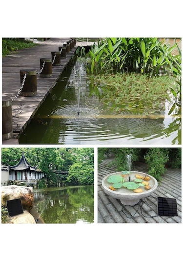 Mufunye Güneş Enerjili Süs Fıskiyesi - Brushless Pompa İle Su Döngüsü, Bahçe/small Havuz Dekorasyonu, 4 Fişi, 180 L/h Akış Hızı