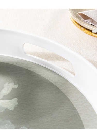 Madame Coco Audra Yuvarlak Tepsi Beyaz