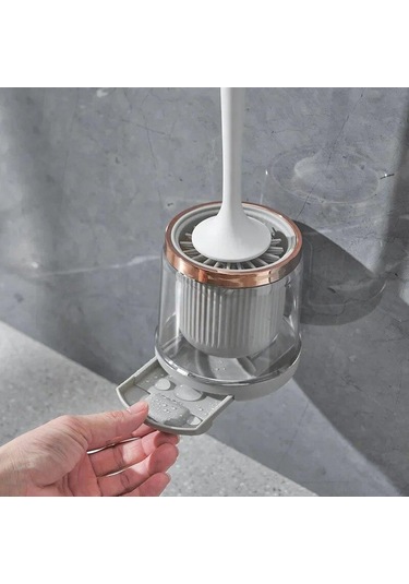 Koyu Gri Wıkhostar Lüks Tuvalet Fırçası Banyo Duvara Monte Hızlı Boşaltma Temiz Aracı Temizleme Fırçası Banyo Aksesuarları Setleri