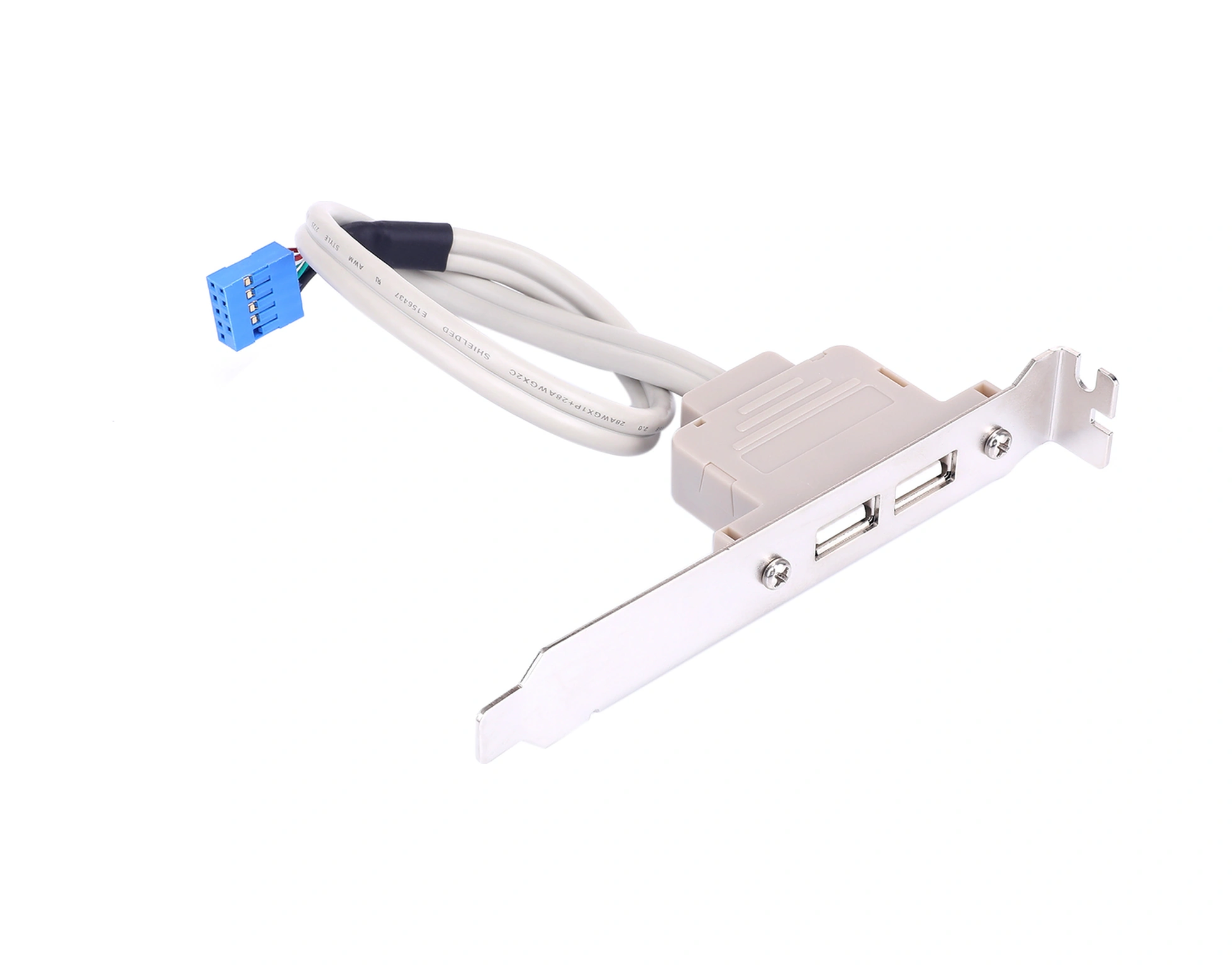 Qingmipy Masaüstü Bilgisayar Kasası İçin Pcı Konumlu 2 Usb 2.0 Portu Anakart Genişletme Kablosu Beyaz Bakır Tel