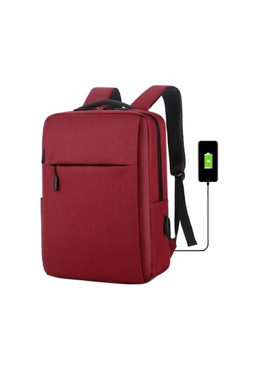 17.3 İnç Laptop Çantası - Usb Şarjlı, Hafif & Suya Dayanıklı - 6 Renk Seçeneği Kırmızı