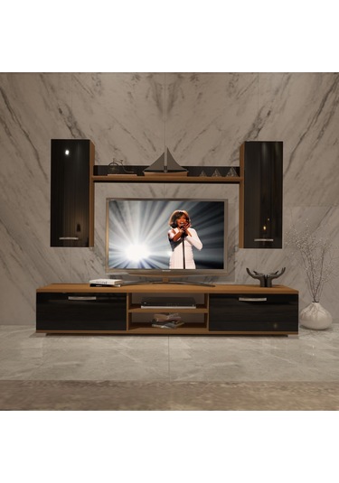 Decoraktiv Eko 7 Mdf Dvd Tv Ünitesi Tv Sehpası Ceviz - Siyah