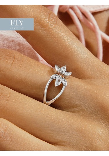 Fly Jewelry 925 Ayar Gümüş Kübik Zirkon Taşlı Yüzüğü 254550643 Gri