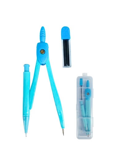 0,7 Uçlu Metal Pergel Seti Basmalı Uç Sistemi Kutulu - Mavi