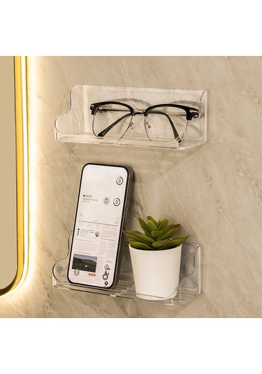 Sones Duvara Monteli Delinmeyen Yatak Başı Gözlük Saklama Kutusu Banyo Tuvalet Malzemeleri Drenaj Rafı Beyaz