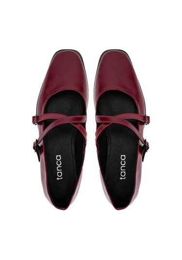 Tamer Tanca Kadın Hakiki Deri Bordo Rugan Babet Ayakkabı 1073 Yk7 Bn Ayk Sk25-26 Bordo Krsk Rgn Bordo