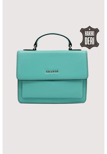 Hakiki Deri Kadın El Çantası Turkuaz Smr9022 Turkuaz