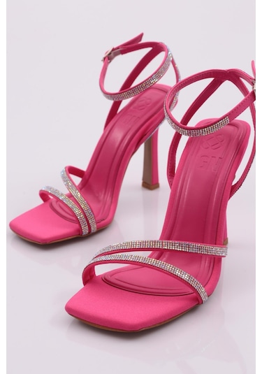 Dgn 2026 Kadin Silver Taşli Bilekten Kemer Bağlamali Topuklu Sandalet 2026-2219-R3045 Fuşya