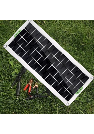 Teltree 30w Esnek Çok Kristal Güneş Paneli Seti - Güneş Paneli + Stabilizör Kontrol Kutusu + 4 Sünger + Araba Şarj Cihazı + Akü Klemensi Akü Yok