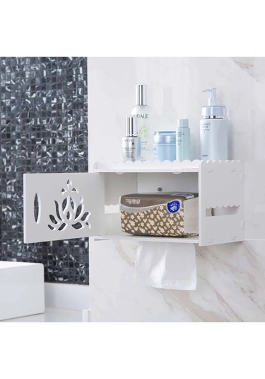 Doku Kutusu-içi Boş Ahşap Plastik Su Geçirmez Doku Kutusu Banyo Wc Punch Ücretsiz Kağıt Havlu Tutucu Kutusu Duvar Tuvalet Kağıdı Asılı Tepsi Rafı