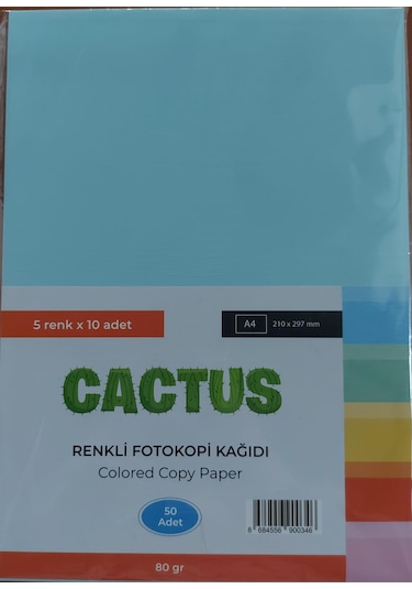 Cactus Fotokopi Kağıdı Renkli A4 80 Gr. 50'li 5 Renk