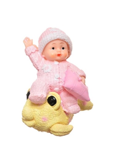 Decotown Hediyelik Sevimli Pembe Bebek Biblo Polyester Süs Eşyası