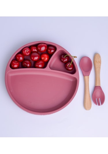 Vakum Tabanlı Silikon Tabak Porsiyon Bordo 6ay