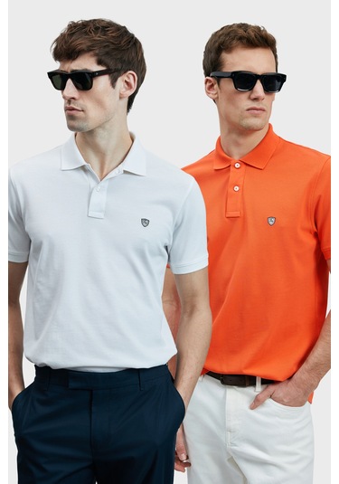 Lufian Erkek T Shirt 111040206s2 Beyaz-turuncu Beyaz - Turuncu