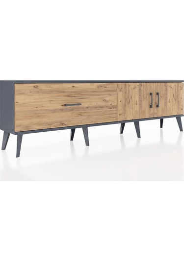 Arges Tv Ünitesi Tek Raflı Tek Çekmeceli 2 Kapaklı 176x30x51 Antrasit-çam/çam Atlas Çam/atlas Çam