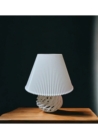 Twister Model Özel Tasarım Masa Lambası Ve Abajur - Beyaz Çok Renkli