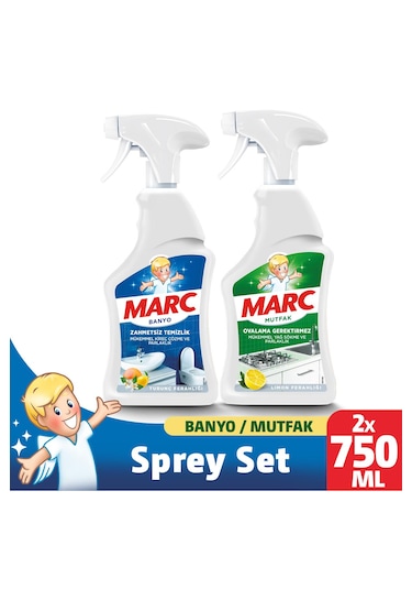 Marc Mutfak Yağ ve Kir Çözücü Temizlik Spreyi 750 ML + Banyo Kireç Sökücü Sprey 750 ML