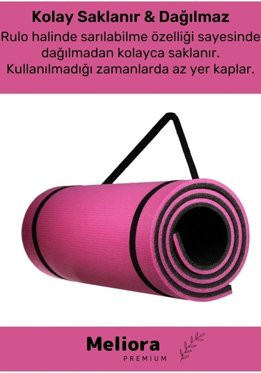 Taşıma Askılı Konfor Modeli Çift Taraflı Kaymaz Yoga Meditasyon Minderi Pembe Siyah Mat Çok Renkli