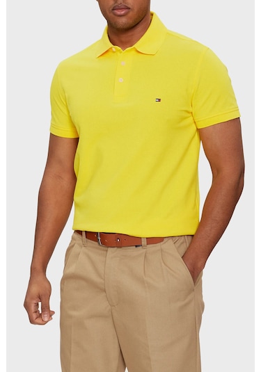 Tommy Hilfiger Polo Yaka Pike Erkek T-shirt Sarı