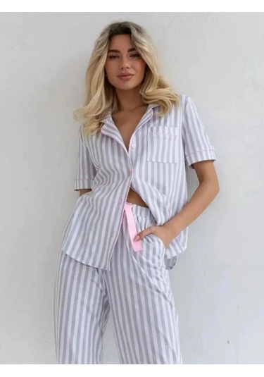 Marfawomen Pantolon Ve Gömlekli Pijama, Ev Kıyafeti 107684089 Gri