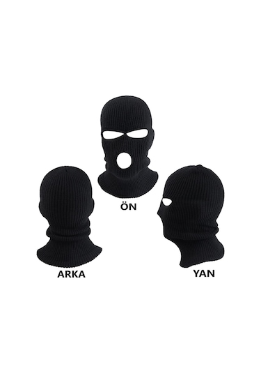 Axe Sportswear Unisex Siyah Kışlık 3 Gözlü Bere Olabilen Kar Maskesi Balaclava