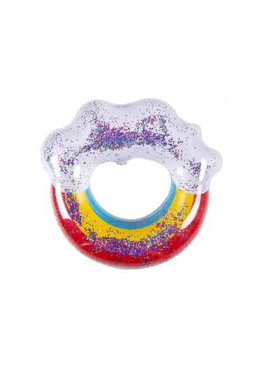 1 Adet Gökkuşağı Pullu Pvc Yüzme Simidi Yetişkin Çocuk