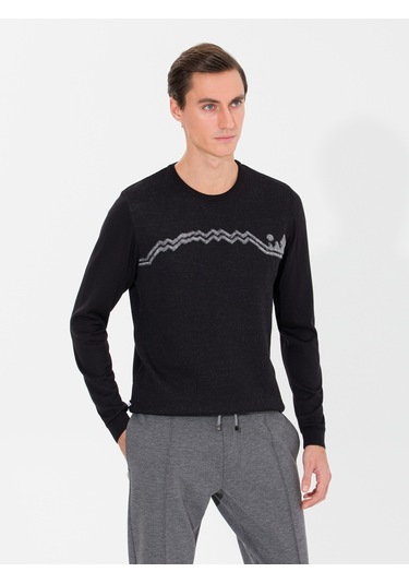 Cacharel Siyah Slim Fit Bisiklet Yaka Triko Kazak