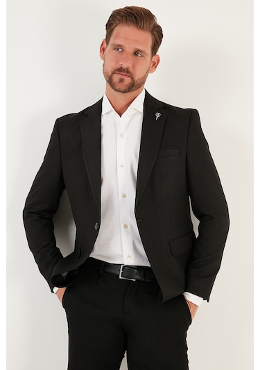Buratti Slim Fit Tek Yırtmaçlı Düğmeli Blazer Erkek Ceket 2163763 Siyah Buratti Slim Fit Tek Yırtmaçlı Düğmeli Blazer Erkek Ceket 2163763 Siyah