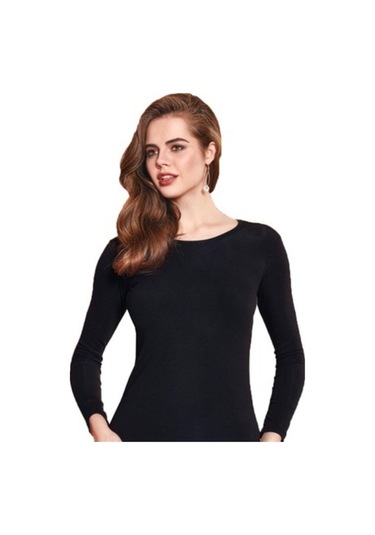 Kadın Siyah Uzun Kol Termal Giyim İçlik Siyah