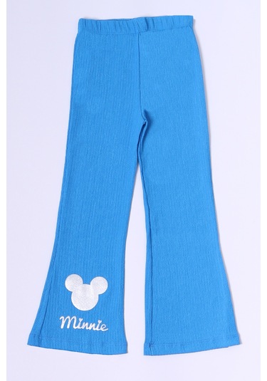 Kız Çocuk Tayt İspanyol Paça Karakter Nakışlı F15 Açık Mavi