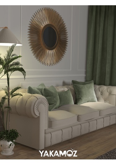 Br Yakamoz Çağla Yeşili Kırlent , Yastık Kılıfı Kadife Görünümlü Velvet Touch Serisi Çağla Yeşili