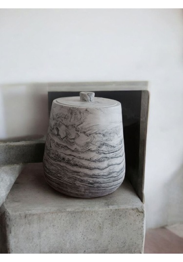 2 Parça Beton Çöp Kovası Banyo Mutfak Tuvalet Wc 18 Cm 4 Litre Kapaklı Kutu Antrasit