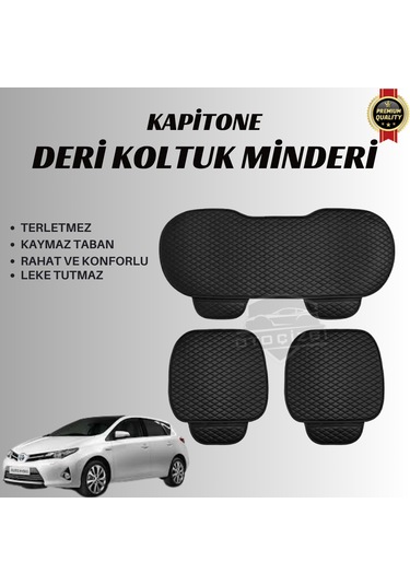 Skoda Auris Uyumlu Deri Kapitone Koltuk Minderi Koruma Kılıfı 3 Lü Set