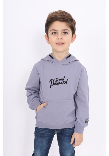 Toontoy Erkek Çocuk Nakışlı Sweatshirt Koyu Gri