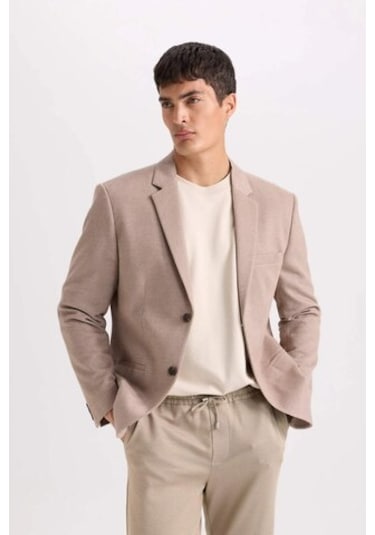DeFacto Slim Fit Dar Kesim Astarlı Düğmeli Blazer Ceket N0503AZ24AUBG583