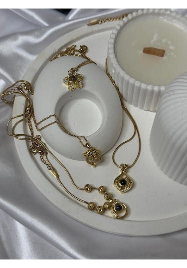 Her Dilde Seni Seviyorum Yazan Çelik Kolye Gold - Gümüş