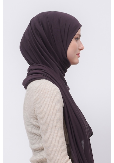 Altobeh Tesettür Kadın Düz Renk Penye Şal Hijab - Kahverengi