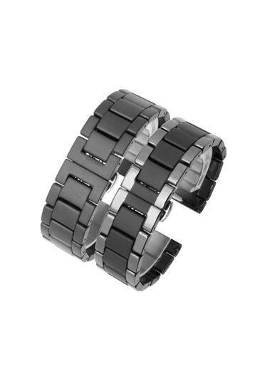 Samsung Uyumlu Galaxy Watch 42mm 20mm Mat Seramik Metal Frm Kordon Siyah