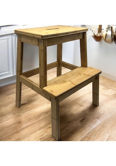 Mutfak Tabure Merdiven Bambu Naturel