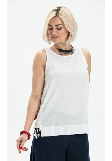 Kolsuz Poplin Zeyno Bluz Beyaz Byz Beyaz