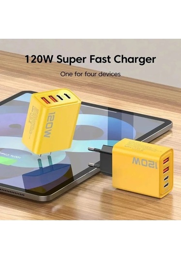 Zyzqstore 120w Hızlı Şarj Cihazı 4-portlu Cep Telefonu Duvar Adaptörü, Yüksek Güçlü Şarj Sistemi