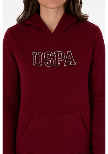 U.S. Polo Assn. Kadın Bordo Şardonlu Kapüşonlu Basic Sweatshirt 50313566-VR014 U.S. Polo Assn. Kadın Bordo Şardonlu Kapüşonlu Basic Sweatshirt 50313566-VR014
