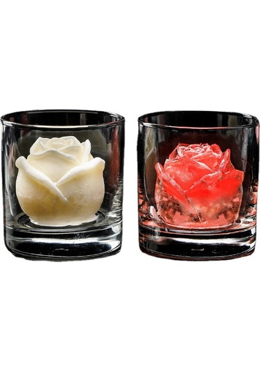 Geeksen Üç Boyutlu Gül Buz Küpü Silikon Kalıp Viski Buz Topu Buz Yapma Gül Kalıbı Kek Kalıbı 1.5 İnç Çok Renkli