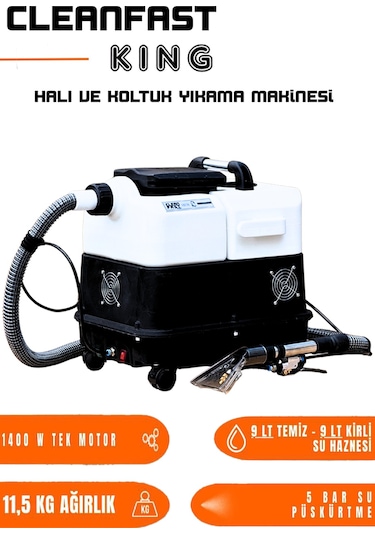 Cleanfast King Tek Motorlu Koltuk Halı Yıkama Makinesi 1400w