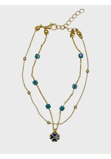 Arnes Jewelry Çelik Nazar Boncuklu Yoncalı Dorikalı Halhal Ar593nes Gold