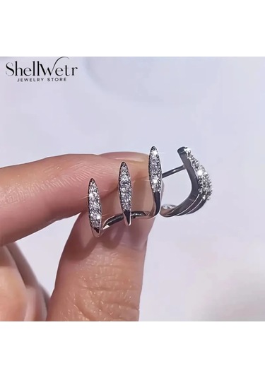 Claw Küpe Sevgililer Günü , Annenize Verilecek En Güzel Gümüş Kaplama Hediye Gri