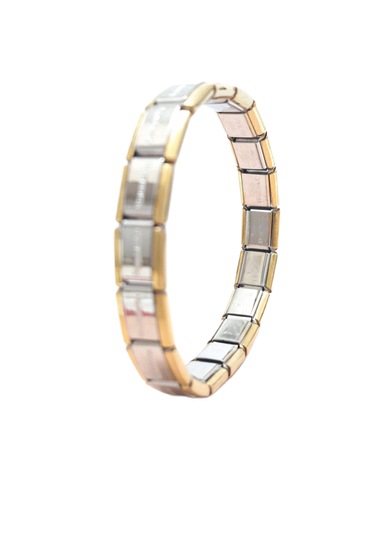 Çelik Bileklik İtalyan Charm Model Unisex Erkek Kadın 3 Mm 18 Cm Ortası Gümüş Silver Altın Sarısı Gold - Gümüş