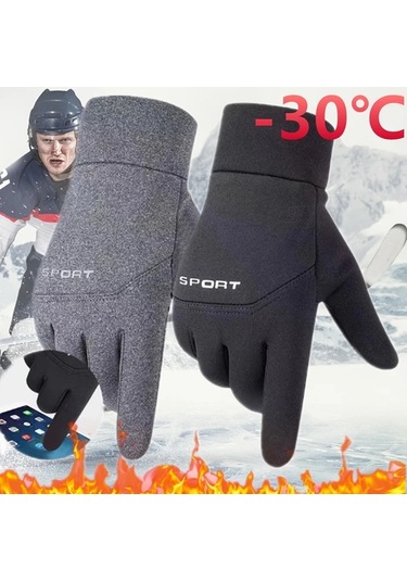 Elmpaly Kışlık Sıcak Tutan Buz Hokeyi Ve Açık Hava Spor Eldiveni Rüzgar Koruma Dokunmatik Uyumlu Siyah Xl Siyah