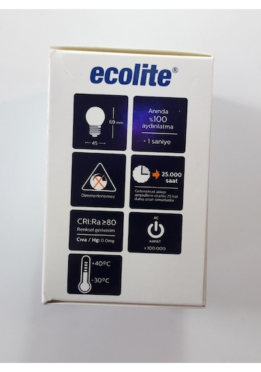 Ecolite 5'Li Paket 1W E27 Top Led Ampul Gün Işığı(Sarı Işık)